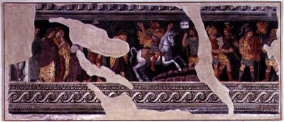 Fragment av en scene av en triumf (fresco) av Giulio (school of) Romano