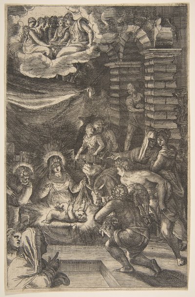 Tilbedelse, ca. 1550-65. av Giulio Bonasone