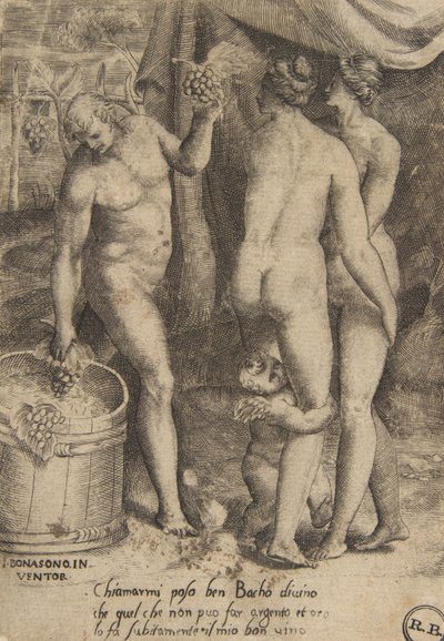 Bacchus gir druer til kvinner, fra 