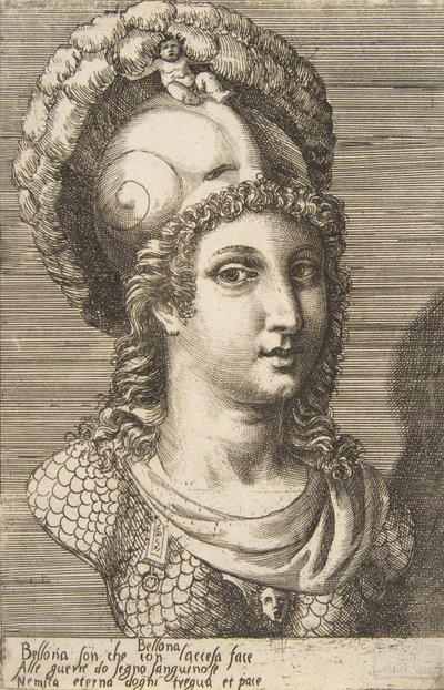 Byste av Bellona, ca. 1531-76. av Giulio Bonasone