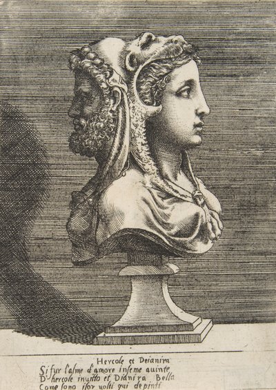 Byste av Hercules og Dejanira, ca. 1531-76. av Giulio Bonasone