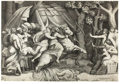 Cloelia krysser Tiberen av Giulio Bonasone