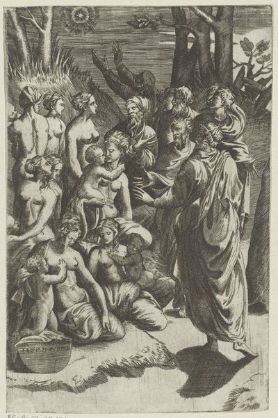 Gruppe med figurer under stjerne av Giulio Bonasone