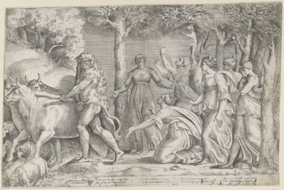 Hercules raner Geryons storfe av Giulio Bonasone