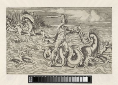 Hercules bryter med Achelous av Giulio Bonasone