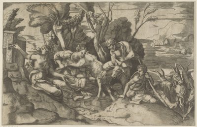 Jupiter die av geiten Amalthea av Giulio Bonasone