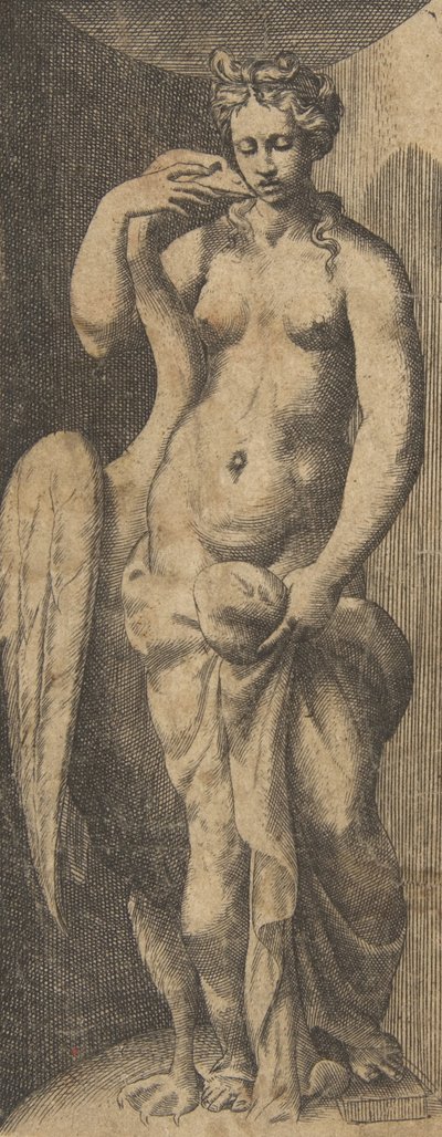 Leda og svanen, ca 1531-76. av Giulio Bonasone