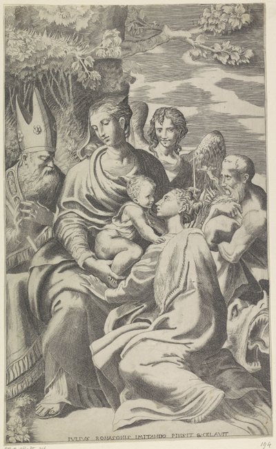 Maria med Kristusbarnet og de hellige av Giulio Bonasone