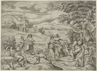 Mercury forteller historien om Pan og Syrinx av Giulio Bonasone