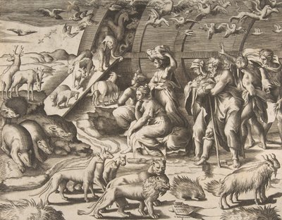 Noah forlater arken, 1500-tallet. av Giulio Bonasone