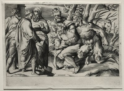 Silenus og kong Midas, midten av 1500-tallet. av Giulio Bonasone