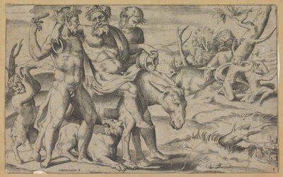 Silenus rir på et esel av Giulio Bonasone