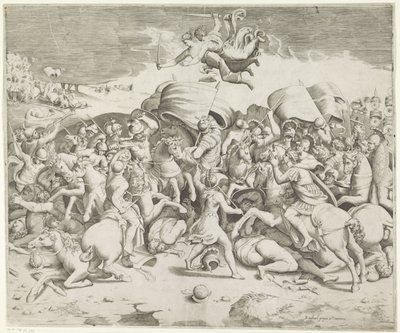 Slaget ved Milvian Bridge av Giulio Bonasone