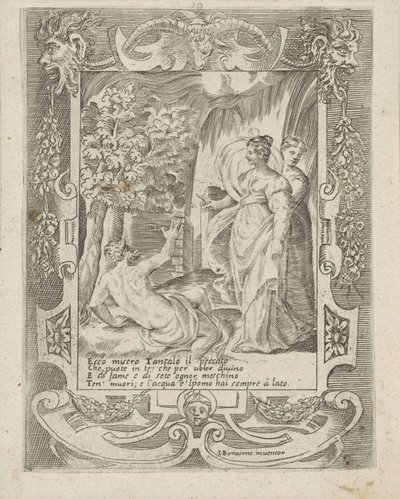 Tantalus snakker med Diana Love, Anger and Jealousy of Juno (serietittel) Amori sdegni et gielosie di Giunone (serietittel) av Giulio Bonasone