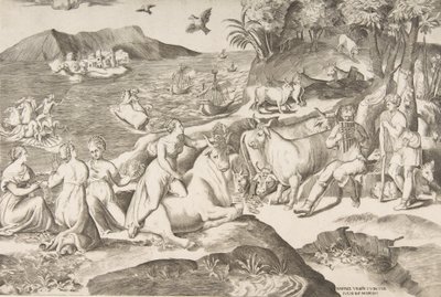 Voldtekten av Europa, 1546. av Giulio Bonasone