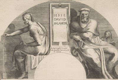 The ancestors of Christ flanking an inscribed tablet, an arched top composition, 1531-76.    1169910   no       norwegian Successfully Translated  Original: Noon Translat: Noon 1347720 no norwegian Successfully Translated Original: Studie eines Kopfes Tran av Giulio Bonasone