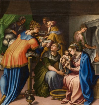 Kapellet til Vår Frue av folket, første spenn nordsiden, Giulio Campi, Baptistens fødsel 1569 av Giulio Campi