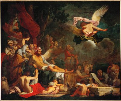 Iris som budbringer i Hypnos#39; rike (maleri på lerret) av Giulio Carpioni