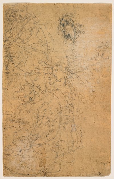 Studien der Madonna mit Kind (recto); Kniende Jungfrau (verso) av Giulio Cesare Procaccini