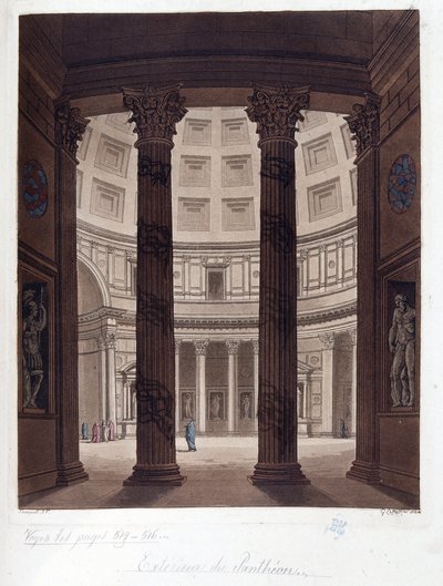 Interiør av Pantheon of Roma - Interiør av Pantheon of Roma i den romerske antikken - i "" The Ancient and Modern Costume"", av Dr. Jules Ferrario, red. Milan av Giulio Ferrario