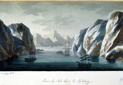 Southern Bay i Spitzberg, Norge - i "" Den gamle og moderne drakten"" av Jules Ferrario, red. Milan av Giulio Ferrario