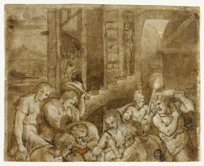 Tilbedelse av hyrdene: Øvre halvdel av Giulio Romano