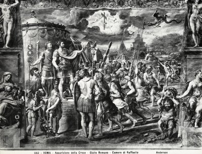 Constantines Vision of the Cross, fra Sala di Costantino, Raphael Rooms av Giulio Romano