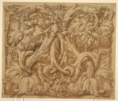 Design for Acanthus Rinceaux med dyr og fugler av Giulio Romano