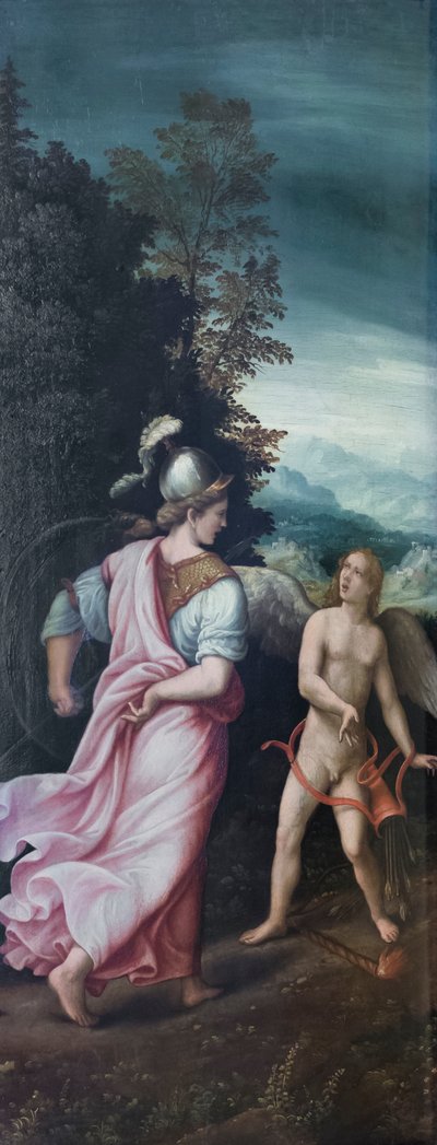 Minerva skjeller Amor av Giulio Romano