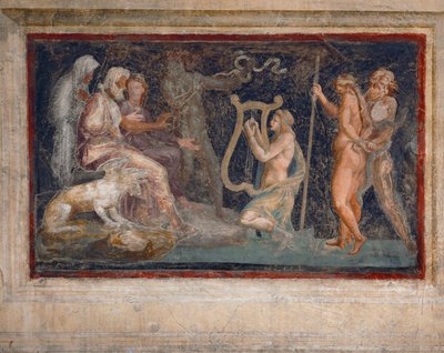 Mytologisk scene (freske) av Giulio Romano