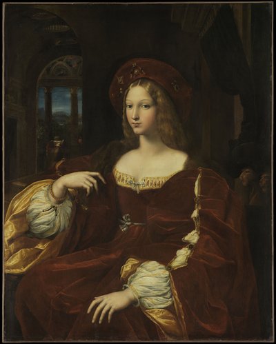 Portrett av Doña Isabel de Requesens y Enríquez de Cardona-Anglesola, ca. 1518 (olje på panel overført til lerret) av Giulio Romano