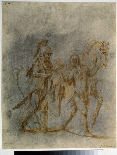 ""Saint Martin And The Beggar"" (Saint Martin And A Beggar) Akvarell og blekk av Giulio Pippi De