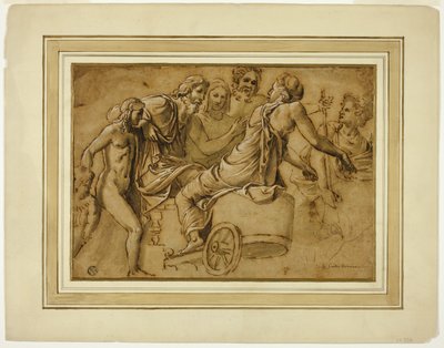 Studie for Venus som ber Jupiter om tjenestene til Merkur som Herald av Giulio Romano
