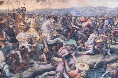 Slaget ved Milvian Bridge, detalj (fresco) av Giulio Romano