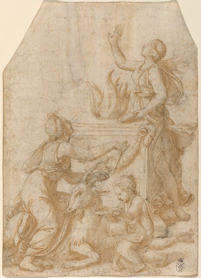 Ofret av en geit til Jupiter av Giulio Romano