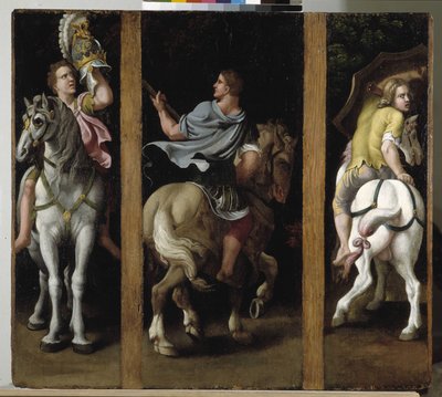 Tre romerske soldater rir av Giulio Romano
