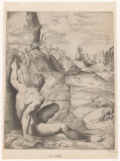 Døperen Johannes i ørkenen Agnus dei (tittel på objekt) av Giulio Sanuto