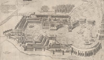 Mirror of Roman Magnificence: Birdseye View of the Port of Roma, 1554., 1554. av Giulio de Musi