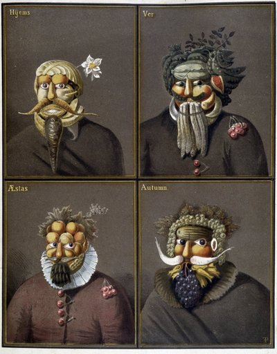 De fire årstidene: menn med grønnsakshoder i veien for Giuseppe Arcimboldo. av Giuseppe (style of) Arcimboldo