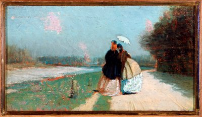 Elvebredden til Arno (olje på lerret av Giuseppe Abbati