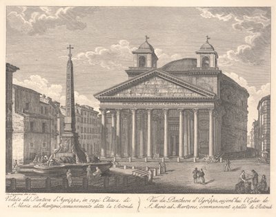 Utsikt over Pantheon of Agrippa (etsing) av Giuseppe Acquaroni