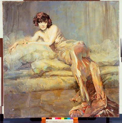 "portrett av kvinne i grått" eller Maria Melato (maleri) av Giuseppe Amisani