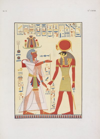 Menphtah II, etterfølger til Ramses II, illustrasjon fra "The Monuments of Egypt and Nubia...", av Ippolito Rosellini av Giuseppe Angelelli
