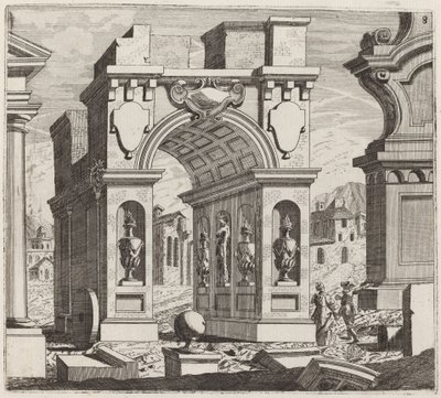 Arkitektonisk fantasi med en triumfbue av Giuseppe Antonio Landi