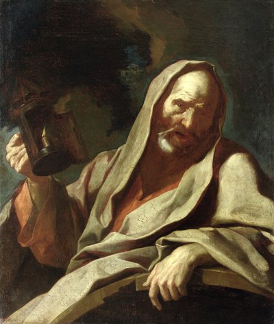 Diogenes (ca. 412-323 f.Kr.) med sin lykt, ca. 1720-40 av Giuseppe Antonio Petrini