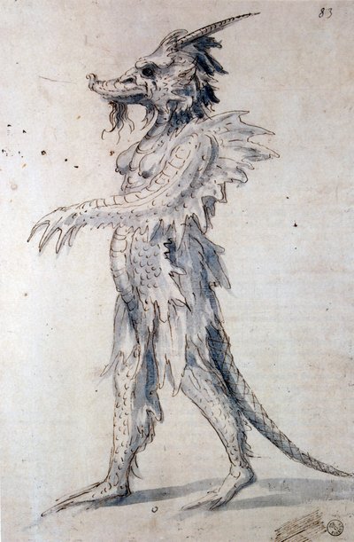 Kostymedesign for et kostyme for en drage, 1500-tallet av Giuseppe Arcimboldi