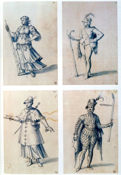 Kostymedesign for allegoriske karakterer, 1500-tallet av Giuseppe Arcimboldi