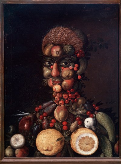 Menneskelig figur laget av frukt og grønnsaker (maleri av Giuseppe Arcimboldo