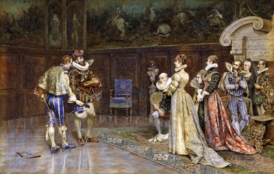 En presentasjon av Henri IV av Frankrike ved domstolen til Marguerite Valois av Giuseppe Aureli