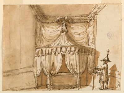Sengealkove med figur av Giuseppe Barberi
